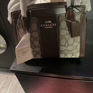 Coach Brown and Cream Shoulder Bag